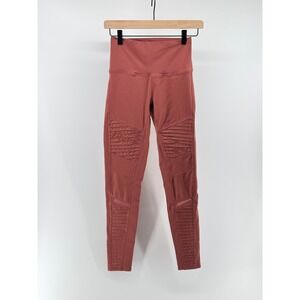Alo Yoga Moto Leggings Women Medium Terracotta High Waist Mesh Ribbed Athleisure